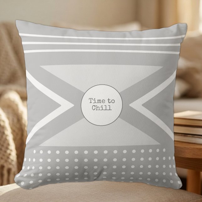 Coussin Temps de se détendre gris et blanc (Créateur téléchargé)