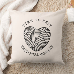 Coussin Temps de tricoter rose blush