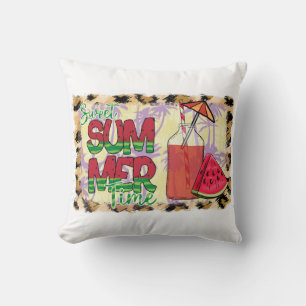 Coussin Temps d'été doux Watermelon, Beach & Leopard