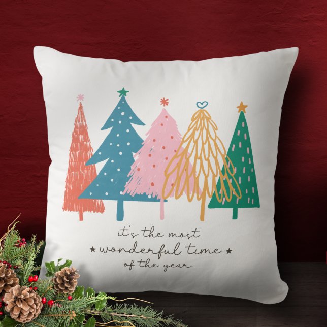 Coussin Temps le plus merveilleux Noël Arbre vacances (Créateur téléchargé)