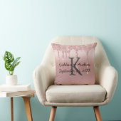 Coussin Tendance de mariage à monogramme rose oré tombant (Chaise)