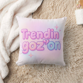 Coussin Tendance de texte bulle pastel Y2K sur rose mignon