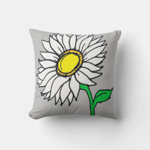 Coussin Tendance gris pâle Tournesol jaune blanc