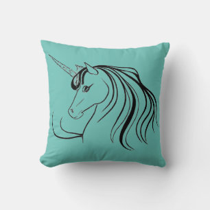 Coussin Tendance Licorne Bleu Sarcelle Art en Ligne Coussi