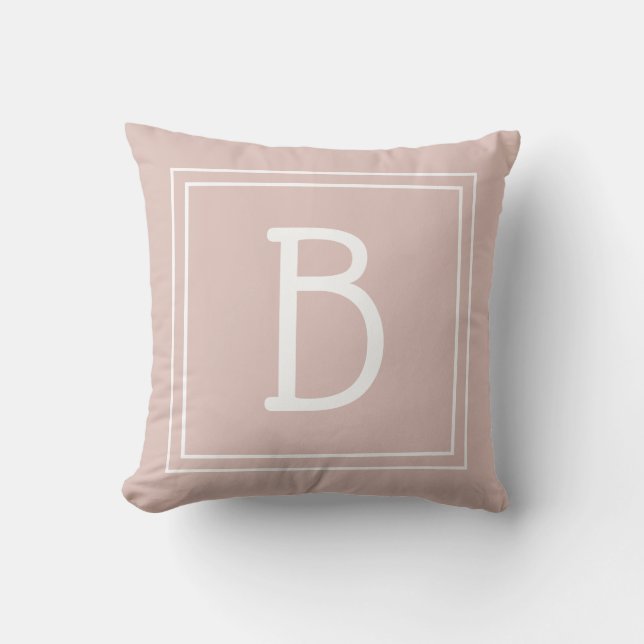 Coussin Tendance Monogramme personnalisé Initial Chic Rose (Recto)