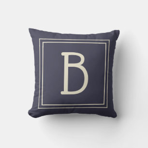 Coussin Tendance personnalisé monogramme initiale bleu chi