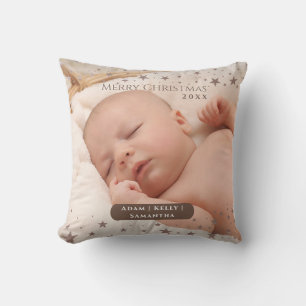 Coussin Tendre Noël étoilé Photo personnalisée de vacances