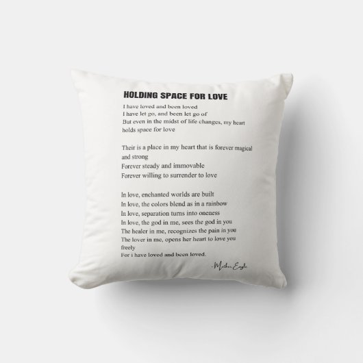 Coussin Tenir l'espace pour le poème d'amour (Recto)