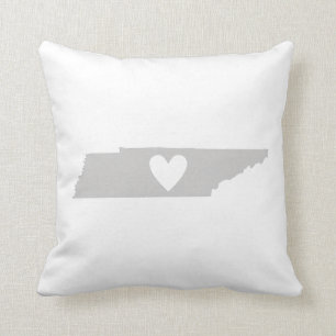 Coussin Tennessee Carte Forme Amour Gris Tennessean Coeur