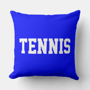 Coussin TENNIS Texte blanc athlétique sur bleu royal color
