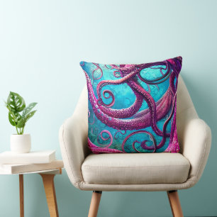 Coussin Tentacles Kraken Octopus rose