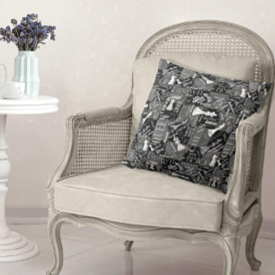 Coussin Termes et pièces d'échecs noir et blanc ID784