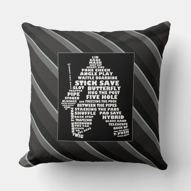 Coussin Termes typographiques de gardien de hockey Jeter l (Recto)
