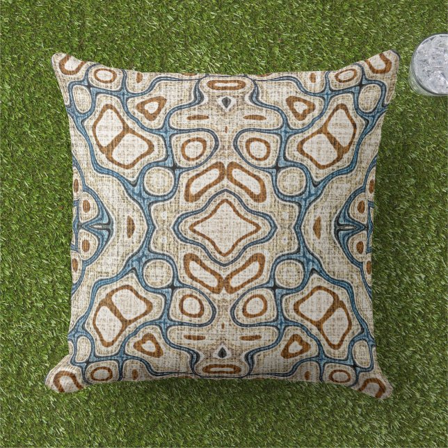 Coussin Terracotta Brown Rouge Turquoise Bleu Orient Art t (Herbe)