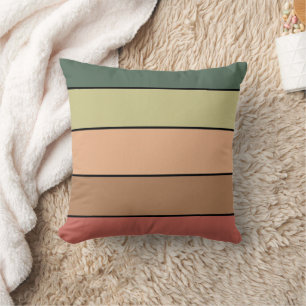 Coussin Terracotta Brown Vert Noir sur papier aquarelle