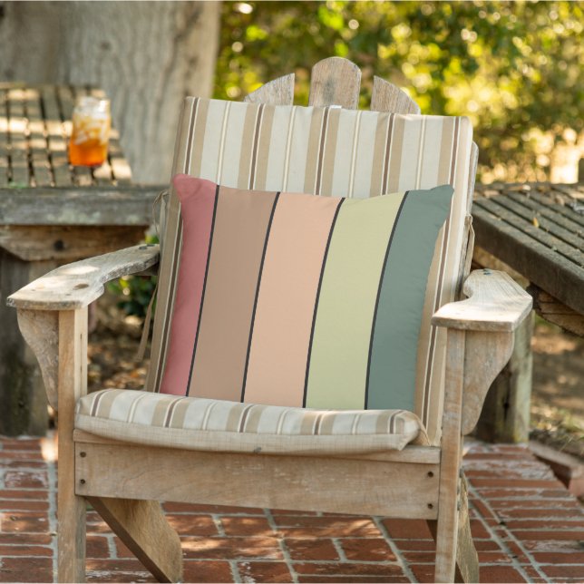 Coussin Terracotta Brown Vert Noir sur papier aquarelle (Chaise)