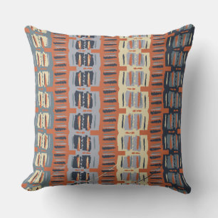 Coussin Terracotta et bandes Abstraites bleues