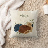 Coussin terracotta marine fleurs (Couverture)