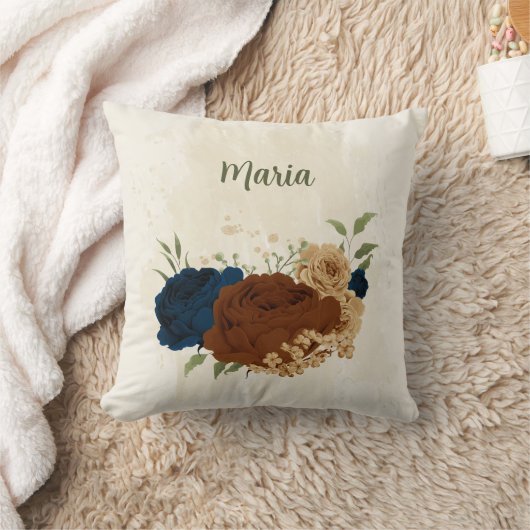 Coussin terracotta marine floral (Couverture)
