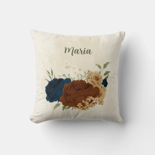 Coussin terracotta marine floral