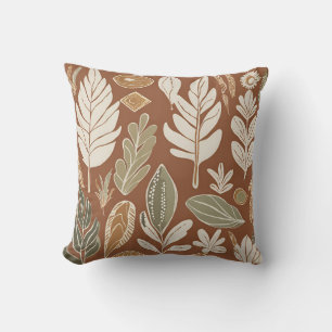 Coussin Terracotta Naturel Éclectique Fleur Sauvage Bohème