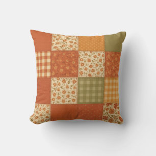 Coussin Terracotta Patchwork Quilt Rustic Farmhouse Floral