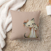 Coussin Terracotta Rose Poussiéreux Accents Dorés Chat Per (Couverture)