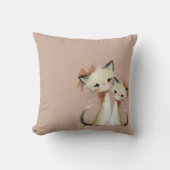Coussin Terracotta Rose Poussiéreux Accents Dorés Chat Per (Recto)
