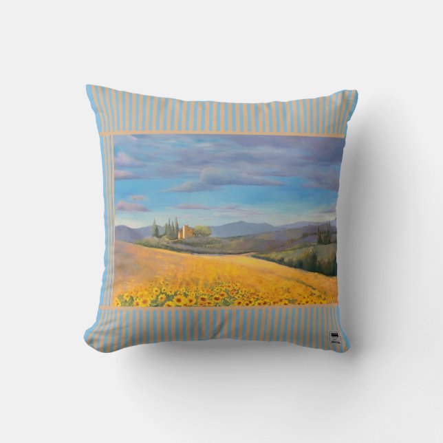 Coussin Terrain De Tournesol Avec Bande (Recto)