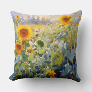 Coussin Terrain de tournesol d'été