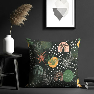 Coussin Terrazzo Abstrait Moderne & Collage Botanique