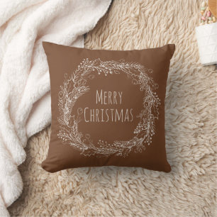 Coussin Terre Crémeuse Marron Art de Noël Joyeux Noël