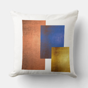 Coussin Terre cuite bleu moutarde Art moderne du milieu du