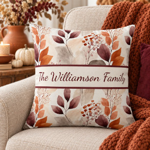 Coussin Terre cuite et feuilles d'automne bourguignon Bo