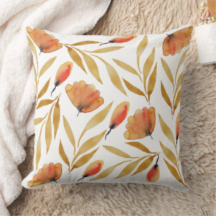 Coussin Terre cuite jaune moutarde florale