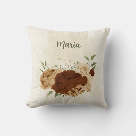 Coussin terre cuite ton floral de terre (Recto)