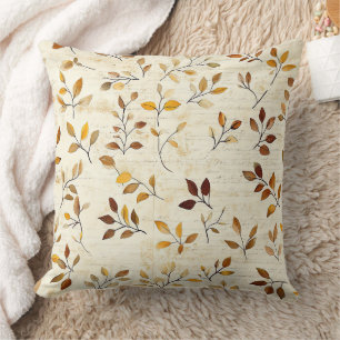 Coussin Terre rustique Botanique Feuilles et brindilles