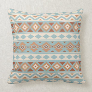 Coussin Terres cuites crèmes bleues aztèques de Ptn IIIb