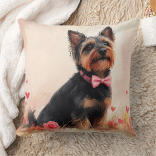 Coussin Terrier Australien avec des Roses - Saint-Valentin