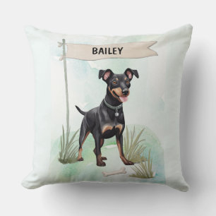 Coussin Térrier de Manchester Aquarelle Chien Personnalisé
