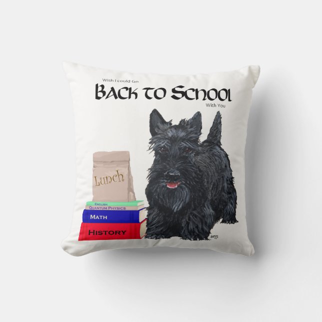 Coussin Terrier Écossais Rentrée Scolaire (Recto)
