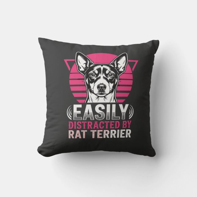 Coussin Térrier Rattus Facilement Distrait Chien Rétro (Recto)