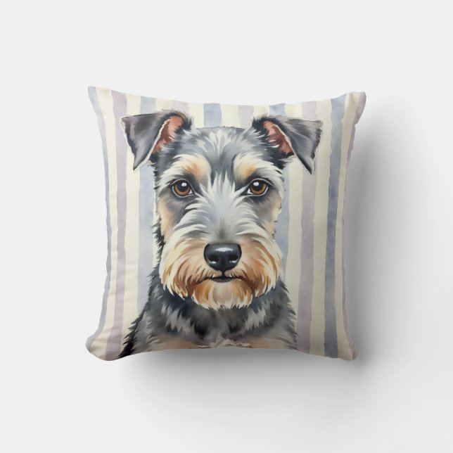 Coussin Terrier Tchèque Aquarelle Art rayé fin (Recto)