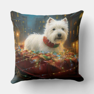 Coussin Terrier West Highland White Noël Festif