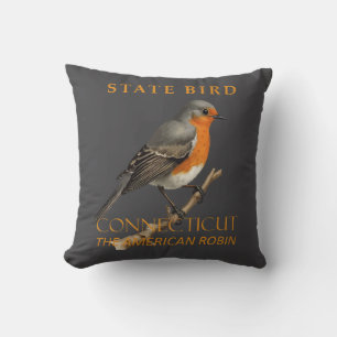 Coussin Territoire du Connecticut Oiseau Le Turdus Migrato