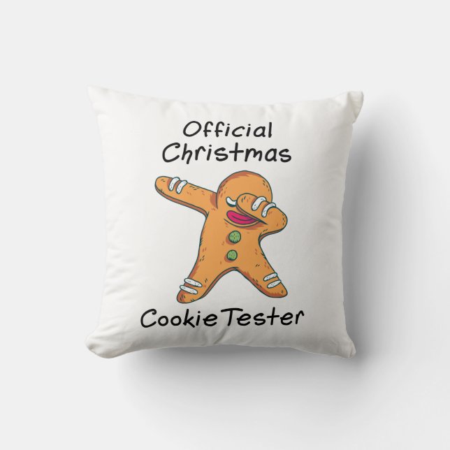 Coussin Testeur officiel de biscuits de Noël (Recto)