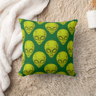Coussin Tête Alien verte