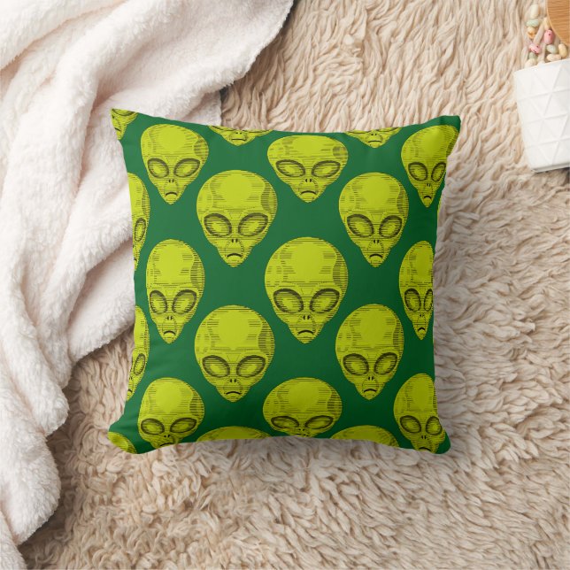 Coussin Tête Alien verte (Couverture)