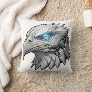 Coussin Tête d'Aigle Robotique Futuriste Aigle Chauve Cybe