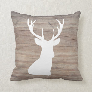 Coussin Tête de cerf rustique Silhouette Bois